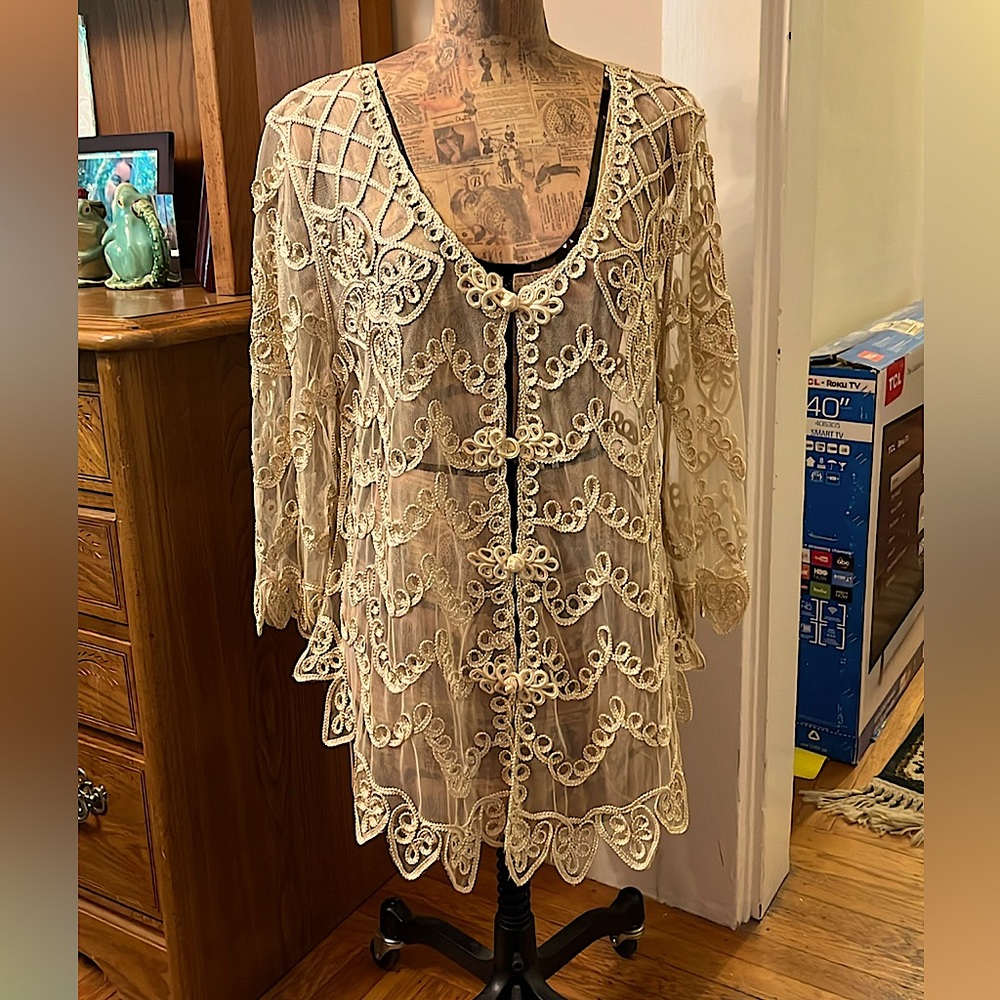 Fancy topper, champagne color, L-XL